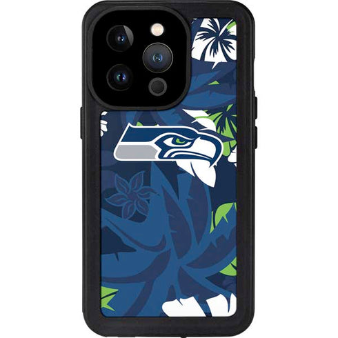 NFL Seattle Seahawks Tropical Print iPhone 15 Pro Waterproof Case